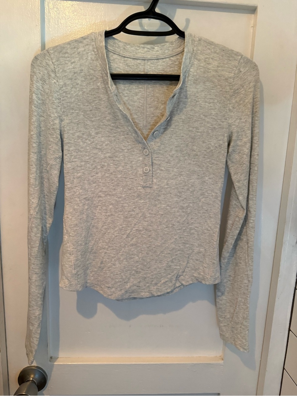 Lululemon button down Light Gray Long-Sleeve Henley Top - Women's